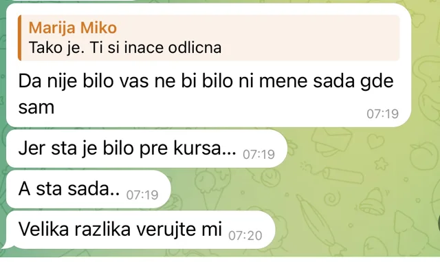 Poruka polaznice Marije Miković