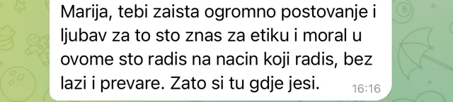 Poruka polaznice Marije Miković
