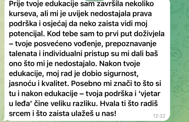 Poruka polaznice Marije Miković