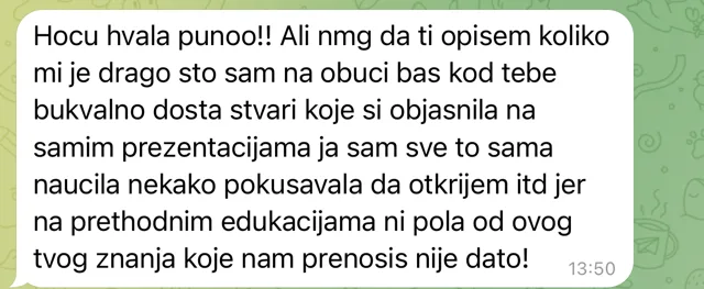 Poruka polaznice Marije Miković