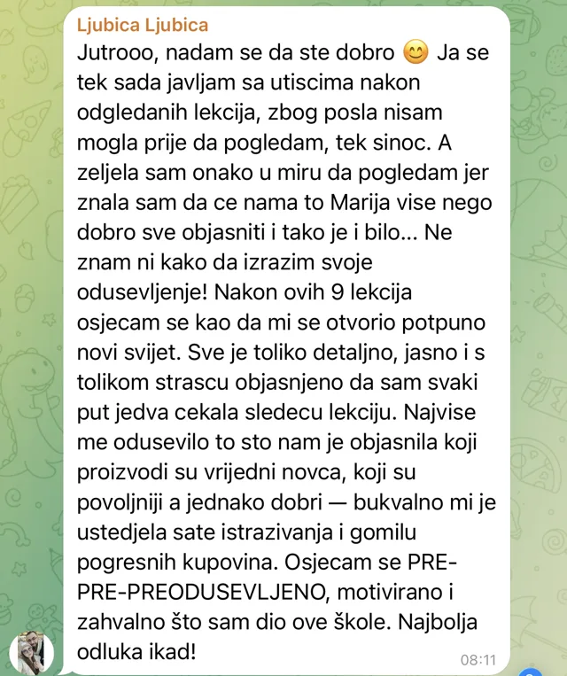 Poruka polaznice Marije Miković