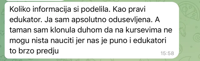 Poruka polaznice Marije Miković
